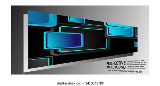 ABSTRACT BACKGROUND OF RECTANGLE PERSPECTIVE WITH BLUE COLOR