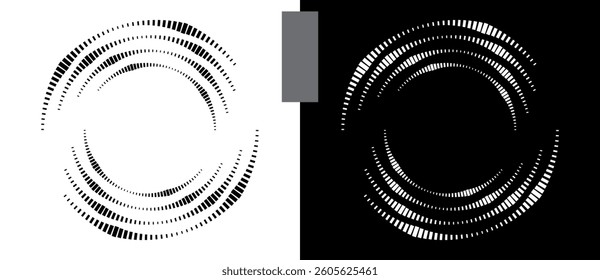 Abstract background with rectangles in spiral. Art design spiral as logo or icon. A black figure on a white background and an equally white figure on the black side.