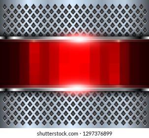 Abstract  background red, 3d shiny metallic, vector illustration.