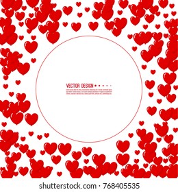 Abstract background with red air balloons, hearts. Design template for holiday and wedding card, wallpaper,  wrapping, background. Vector holiday illustration.