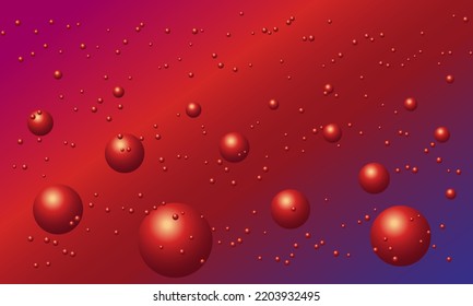 Antecedentes abstractos. Bolas rojas en un fondo multicolor de gradiente. Para el diseño de envases, tiendas, antecedentes para banners de sitios web. Ilustración vectorial.