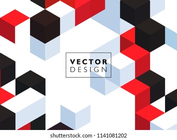 Abstract background with red and black color cubes for design brochure, website, flyer. EPS10
