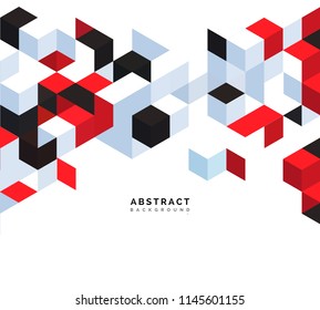 Abstract background with red and black color cubes for design brochure, website, flyer. EPS10