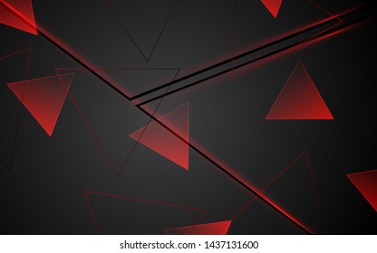 Abstract background red and black frame layout steel design tech innovation concept with triangle shape composition. Can use for wallpaper, poster, presentation, brochure, cover, banner, advertising