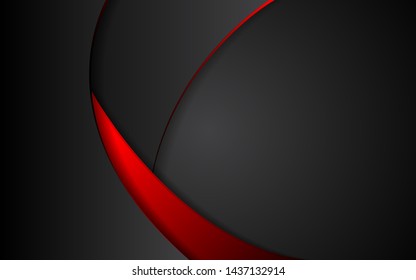 Abstract background red and black frame layout steel design tech innovation concept with curve shape composition. Can use for wallpaper, poster, presentation, brochure, cover, banner, advertising