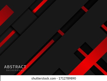 Abstract background red and black geometric diagonal with overlapping.Technology style. Vector illustration 