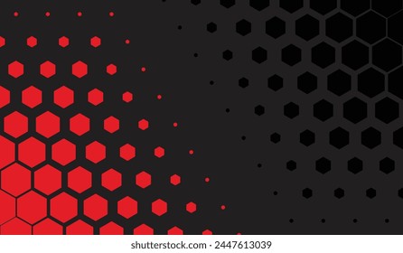 Abstract background with red and black hexagons, minimalist sporty background design.