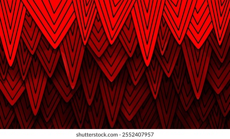 Abstract background of red and black line spike pattern hanging in cave concept. Can be used as wallpaper and modern background design.