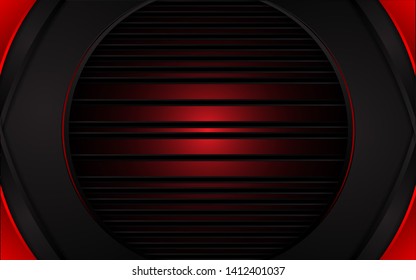 Abstract background with red and black overlap background. Contract color tech innovation concept for use cover, banner, advertising, card, website. Layer on space for text and background design