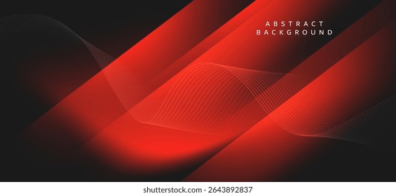 An abstract background in red and black tones, featuring curved lines and graphical strokes that look like dynamic waves or pulses on a black background.