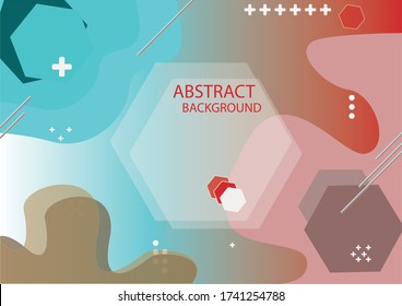 abstract background red blue beige, white, lines, hexagons, crosses