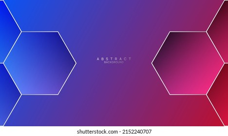 abstract background, red blue gradient with hexagonal