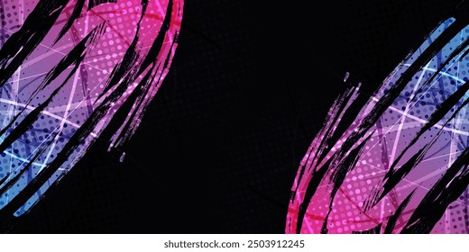 Abstract Background with Red and Blue Gradient Brush Texture and Halftone Effect. Grunge Sport Background, for Event Banner or Poster Design