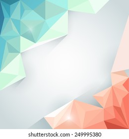 Abstract background with red and blue polygon design - Illustration vector 	 