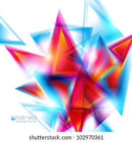 Abstract background with red and blue triangles. Vector illustration.