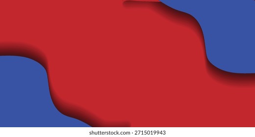 Abstract background with red and blue wavy, layered shapes creating a modern, graphic design. The organic curves and shadows give a sense of depth and movement.