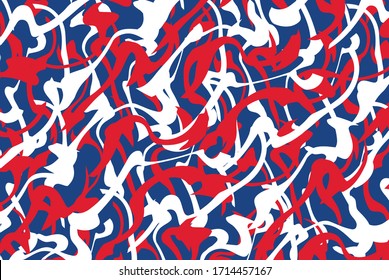 Abstract Background - Red Blue White Random Expresionist Pattern Fits For : Luxury Style, Liquid ink Splash, 