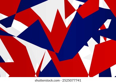 Abstract Background With Red And Blue, White Geometric Shape Pattern. Technology Wallpaper. Vector Illustration. Business Banner. American Flags Color Concept