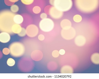 Abstract background with red bokeh effect.Template of blurred defocused lights in spring color for greeting, invitation card, banner and poster to celebrate on holiday season in vector illustration.