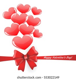 Abstract background with red bow and hearts