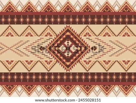 Abstract background of red and brown ethnic boho geometric seamless pattern in flat design on light yellow background for fabric pattern and wallpaper decoration