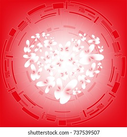 abstract background with red butterflies