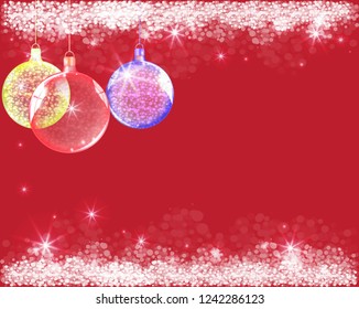 Abstract background with red christmas balls. Vector illustration.