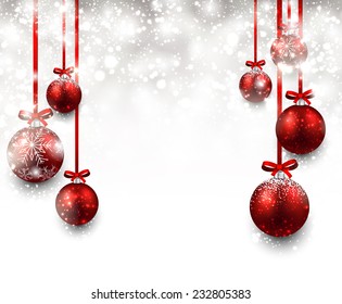 Abstract background with red christmas balls. Vector illustration. 