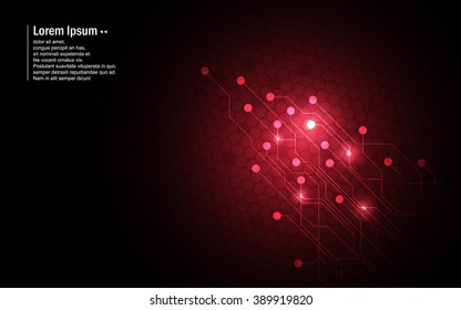 Abstract Background Red Circuit Hexagon Pattern Design Technology Innovation Concept