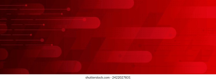 Abstract background in red colors consisting of geometric shapes, lines and dots