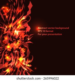 abstract background with red curl branch