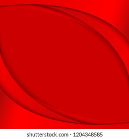Abstract background with red curved lines on a red background Element design banners posters templates for business Red background for the holidays with a pattern of wavy bright stripes Vector graphic