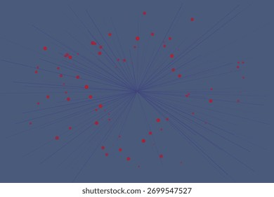 Abstract background with red dots and radiating purple lines on a dark blue background, suggesting data flow or connections.