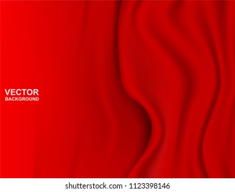 Abstract background . Red fabric wavy folds of grunge silk or satin .light and shadow . with copy space .Vector.