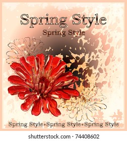 abstract background with red flower