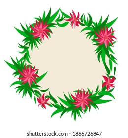 Abstract background of red flowers and leaves of cactus