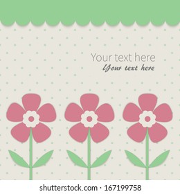 Abstract background with red flowers (paper collage). Vector illustration. EPS10 