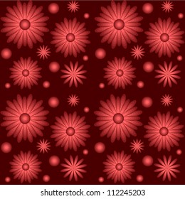 Abstract background with red flowers, vector illustration