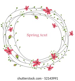 Abstract background with red flowers. vector illustration