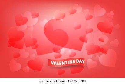 Abstract background Red heart bokeh love shape for valentine day.vector illustration