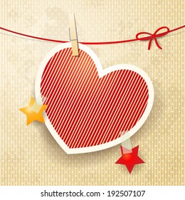 Abstract background with red heart, vector