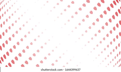  Antecedentes abstractos. corazones rojos de diferentes tamaños con efecto semitontónico sobre el fondo blanco. Ilustración vectorial.