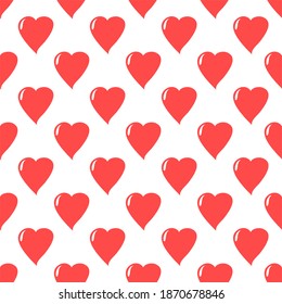 Abstract background with red hearts. Seamless background for Valentine's Day