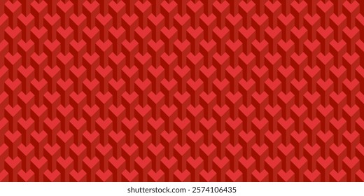 Abstract background, Red Isometric Heart Seamless Pattern