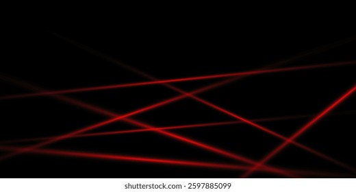 Abstract background with red laser lines. Neon light. Special effect of horizontal speed lines.