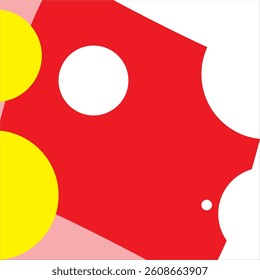 abstract background with red and light blue color patterns and there are several semicircles on the left edge and a red and white circle in the middle