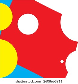 abstract background with red and light blue color patterns and there are several semicircles on the left edge and a round red color in the middle