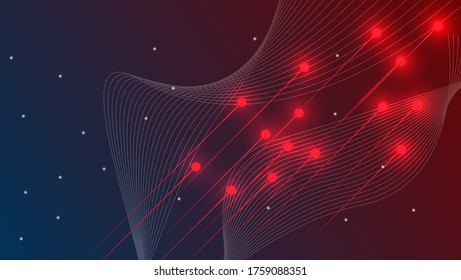 abstract background with red light and wavy lines.vector illustration