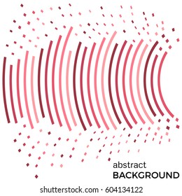 Abstract background with red lines and flying pieces. Colored circles with place for your text  on a white background.
