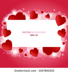 abstract background with red love hearts with white space for text. happy valentine day concept. vector illustration.